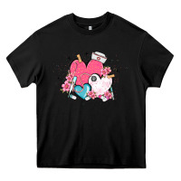 Black nurse hearts Heavy Core Tee - MaliasSmallBusiness