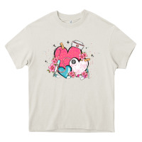 Cream nurse hearts Heavy Core Tee - MaliasSmallBusiness