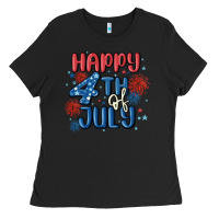 Black happy 4th of july Ladies Tee - MaliasSmallBusiness