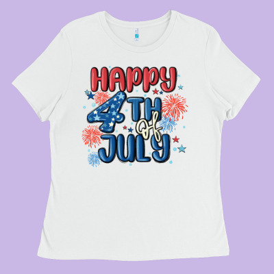 Happy 4th Of July Ladies Tee Designed By Maliassmallbusiness