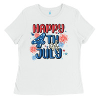 White happy 4th of july Ladies Tee - MaliasSmallBusiness