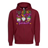 Burgundy parading with my gnomies Zipper Hoodie - OliviaCreatesArt