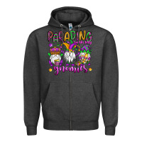 Charcoal Heather parading with my gnomies Zipper Hoodie - OliviaCreatesArt