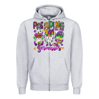 Heather Grey parading with my gnomies Zipper Hoodie - OliviaCreatesArt