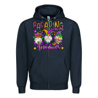 Navy parading with my gnomies Zipper Hoodie - OliviaCreatesArt