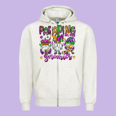 Parading With My Gnomies Zipper Hoodie Designed By Oliviacreatesart