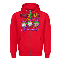 Red parading with my gnomies Zipper Hoodie - OliviaCreatesArt