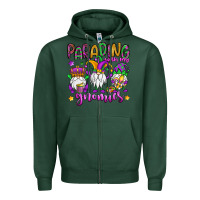 Sports Green parading with my gnomies Zipper Hoodie - OliviaCreatesArt