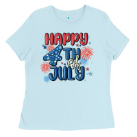 Baby Blue happy 4th of july Ladies Tee - MaliasSmallBusiness