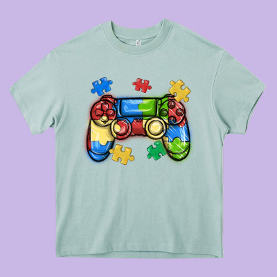 Autism Awareness Video Game Controller Heavy Core Tee Designed By Maliassmallbusiness