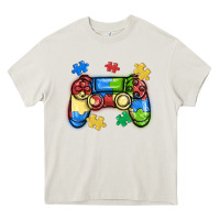 Cream autism awareness video game controller Heavy Core Tee - MaliasSmallBusiness