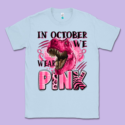 In October We Wear Pink Dinosaur Classic Tee Designed By Lillyallendesigns