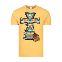 Vintage Mustard halleluljah aztec cross Vintage Tee - JahusDesignShop