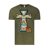 Vintage Olive halleluljah aztec cross Vintage Tee - JahusDesignShop