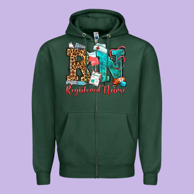 Registered Nurse Zipper Hoodie Designed By Oliviacreatesart