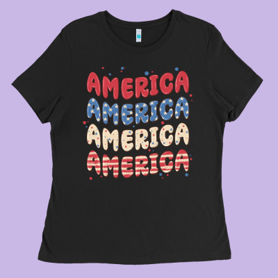 America Ladies Tee Designed By Maliassmallbusiness