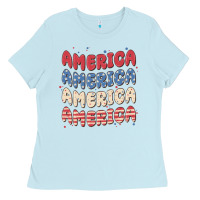 Baby Blue america Ladies Tee - MaliasSmallBusiness