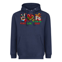 Navy Peace Love Day Of The Dead Heavyweight Hoodie - BundleAndBundleShop