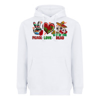 White Peace Love Day Of The Dead Heavyweight Hoodie - BundleAndBundleShop
