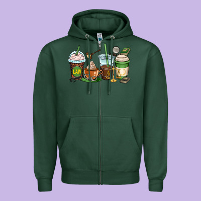 Lawyer Coffee Cups Zipper Hoodie Designed By Oliviacreatesart