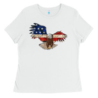 White 4th july eagle Ladies Tee - MaliasSmallBusiness