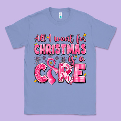 All I Want For Christmas Is A Cure Breast Cancer Classic Tee Designed By Lillyallendesigns