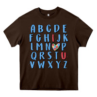 Chocolate Brown alphabet autism awareness Heavy Core Tee - MaliasSmallBusiness