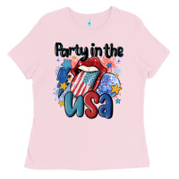 Bubblegum Pink party in the usa Ladies Tee - MaliasSmallBusiness