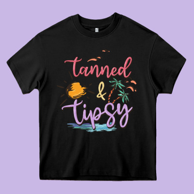 Tanned And Tipsy Heavy Core Tee Designed By Maliassmallbusiness