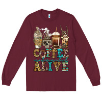 Burgundy coffee makes me feel alive skeleton coffee cups Long Sleeve Tee - Jasminsmagicworld