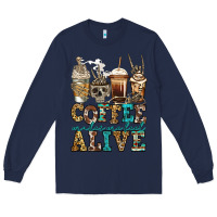 Navy coffee makes me feel alive skeleton coffee cups Long Sleeve Tee - Jasminsmagicworld