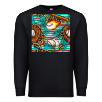 Black baseball glove and bat with serape seamless pattern Premium Sweatshirt - BundleAndBundleShop