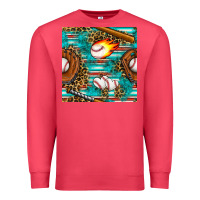 Cardinal baseball glove and bat with serape seamless pattern Premium Sweatshirt - BundleAndBundleShop