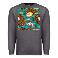Charcoal Heather baseball glove and bat with serape seamless pattern Premium Sweatshirt - BundleAndBundleShop