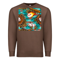 Chestnut baseball glove and bat with serape seamless pattern Premium Sweatshirt - BundleAndBundleShop