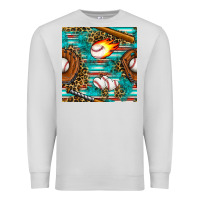 Dove Grey baseball glove and bat with serape seamless pattern Premium Sweatshirt - BundleAndBundleShop