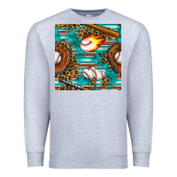Heather Grey baseball glove and bat with serape seamless pattern Premium Sweatshirt - BundleAndBundleShop