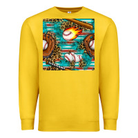 Lemon baseball glove and bat with serape seamless pattern Premium Sweatshirt - BundleAndBundleShop