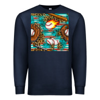 Navy baseball glove and bat with serape seamless pattern Premium Sweatshirt - BundleAndBundleShop
