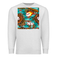 Oatmeal Heather baseball glove and bat with serape seamless pattern Premium Sweatshirt - BundleAndBundleShop