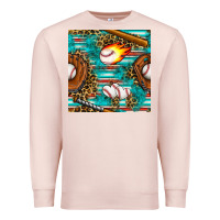 Pale Pink baseball glove and bat with serape seamless pattern Premium Sweatshirt - BundleAndBundleShop