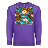 Purple baseball glove and bat with serape seamless pattern Premium Sweatshirt - BundleAndBundleShop