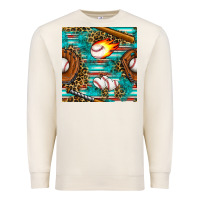 Sandshell baseball glove and bat with serape seamless pattern Premium Sweatshirt - BundleAndBundleShop