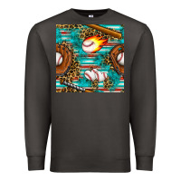Smoke baseball glove and bat with serape seamless pattern Premium Sweatshirt - BundleAndBundleShop