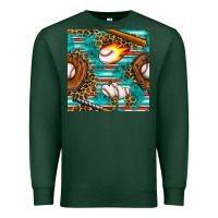 Sports Green baseball glove and bat with serape seamless pattern Premium Sweatshirt - BundleAndBundleShop