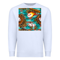 White baseball glove and bat with serape seamless pattern Premium Sweatshirt - BundleAndBundleShop