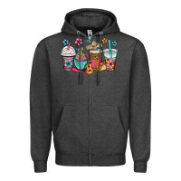 Charcoal Heather mexico fiesta coffee cups Zipper Hoodie - OliviaCreatesArt