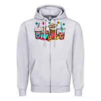 Heather Grey mexico fiesta coffee cups Zipper Hoodie - OliviaCreatesArt