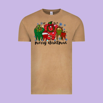 Merry Christmas Tooth Vintage Tee Designed By Racoondesign