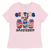 Bubblegum Pink getting star spangled hammered Ladies Tee - MaliasSmallBusiness